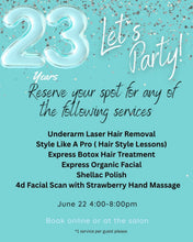 Load image into Gallery viewer, 🍓✨ Tangles Hair Salon &amp; Spa’s 23rd Strawberry Anniversary Open House Party  ✨🍓
